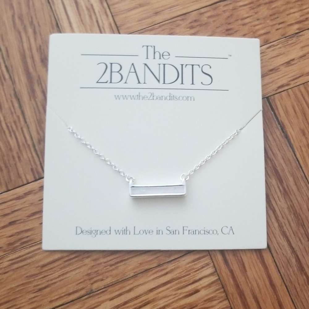 The 2Bandits silver iridescent bar necklace